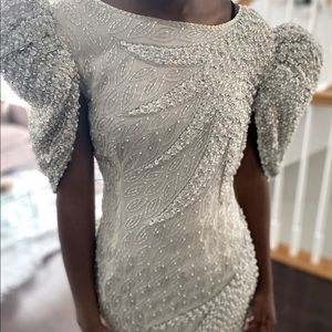 White Sequin, Beaded, Indian Silk Dress (Wedding Ready)